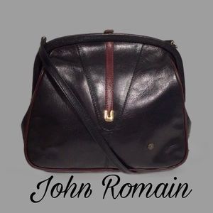 Vintage John Romain Leather Shoulder Bag, Black